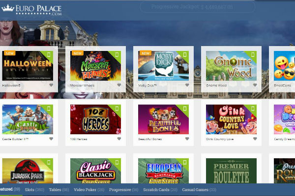 Play games at Euro Palace Casino Online